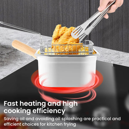 Deep Fryer Pot Stainless Steel Frying Pan with Basket and Lid Portable Square Deep Frying Pots Food Grade Cooking Tools Kitchen