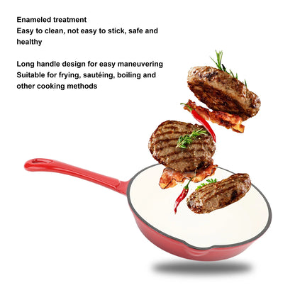 Cast Iron Frying Pan Enameled Frying Pan Cast Iron Skillet Nonstick Kitchen Fry Pan Grill Cookware for Camping Cooking Grilling