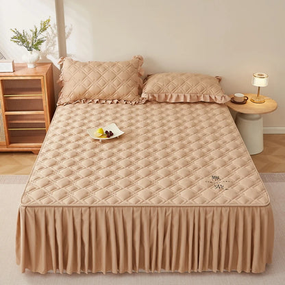 MissDeer 1pc Bed Skirt Thick Bedspread Solid Color Bed Cover Skin-friendly Bed Linen Home Bedsheet falda de cama (No Pillowcase)