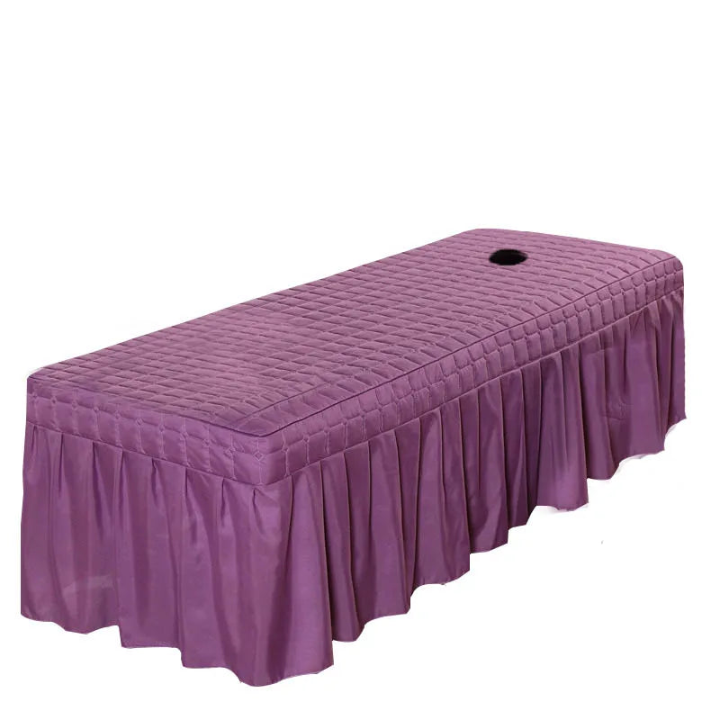 Thick Quilting Bed Skirt Beauty Salon Massage Plaid Bed Cover Sheet Skin-Friendly SPA Bed Full Cover with Hole Sabnanas, 1pcs