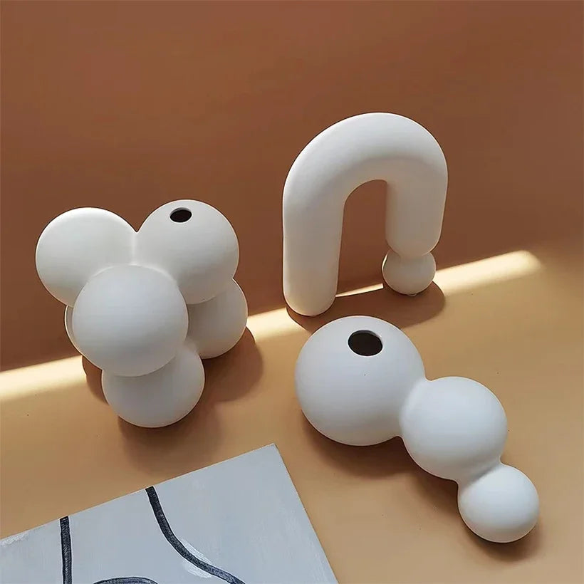 Nordic White Vases Living Room  Home Decor Room Decor Pottery And Porcelain Vases For Artificial Flowers Decorative Figurines