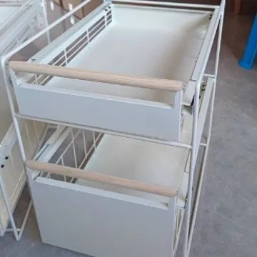 Kitchen Sink Storage Ra Multi-Functional Cabinet Pull out Basket Layered Organizer Carbon Steel Simple Modern Sle