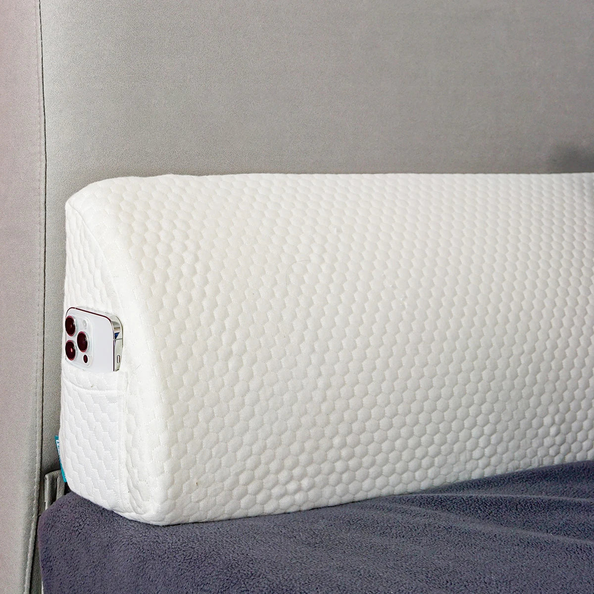 1Pc Bed Gap Filler Bed Wedge Pillow Headboard Pillow Memory Foam Material Mattress Gap Filler with 2 Side Large Pockets