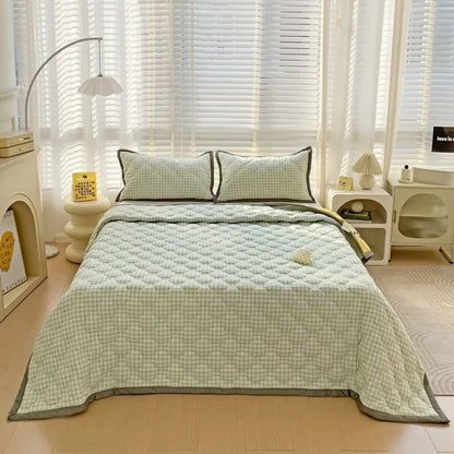 Quilted Bedspread Plaid Style Bed Linen Thickened Bedsheet Home Blanket Skin-friendly Bed Cover (Pillowcase Need Order)