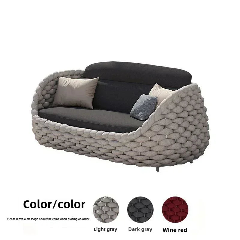 Outdoor Patio Sofa Set Wicker Garden Loveseat Cushioned Rattan Furniture Backyard Porch Seating All Weather Durable