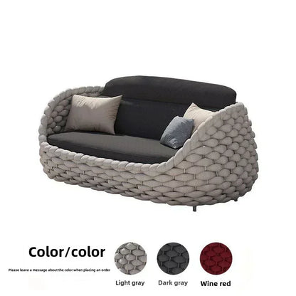Outdoor Patio Sofa Set Wicker Garden Loveseat Cushioned Rattan Furniture Backyard Porch Seating All Weather Durable