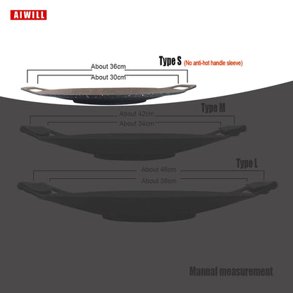 AIWILL No stick Grill Pan BBQ Baking Dishes Pans Multi-purpose Induction Cooker Outdoor Camping Kitchen Bakeware Household Tool