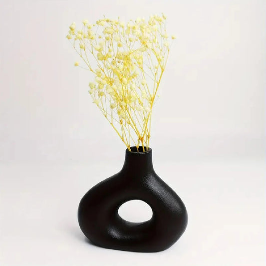 Bohemian style ceramic vase, creative donut vase, flower arrangement container, home decoration vase