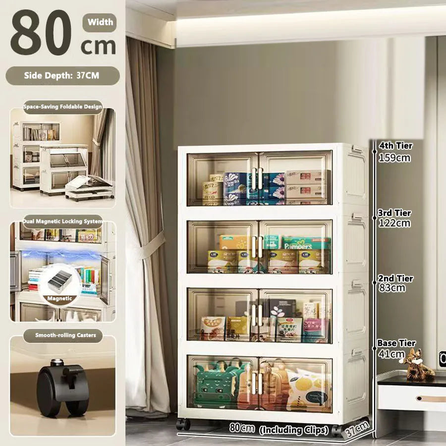 Multi-specification Large Capacity Storage Cabinet with Open Door Multifunction Foldable Closet Organizer Sundries Cabinet