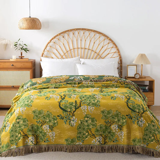 Bedspread On The Bed Cotton Blanket Muslin Gauze Tassel Throw Double Couple Bed Quilts Sofa Cover Towel Coverlet Nap Blanket