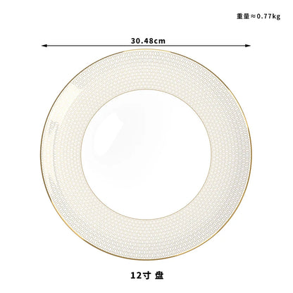 New Bone China Dinner Plates Luxury Gilded Lace Ceramic Tableware Set Feast Porcelain Western Plate Cake Dish Home Decor