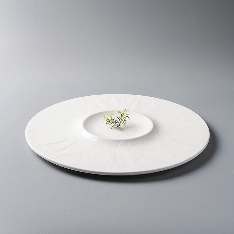 White Porcelain Western Steak Dinner Plate French Tableware Top-grade Home Kitchen Pasta Vegetable Round Plate Kitchen Plates