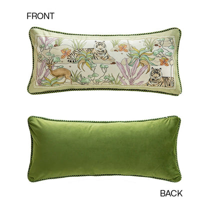 Medicci Home American Rural Madrigal Lumbar Pillow Cover Watercolor Tiger Deer Animals Print Luxury Rectangle Cushion Case 30x70