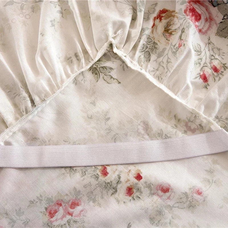 100% Cotton Bed Skirt Double King Size Bedspread Bedspreads Box Garden Spread the Queensize Cover Linen Sheet Skirts for Beds
