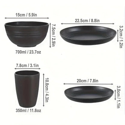 16 Piece Tableware Set Plates Bowls Cups Included For Home Family Camping Picnic Party Use Kitchen Supplies Dinnerware Set