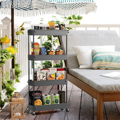ABKW-Bathroom, For Kitchen, Laundry Room, Rolling Storage Cart 4-Tier Bathroom Organizer Utility Cart Mobile Shelving Unit Rack