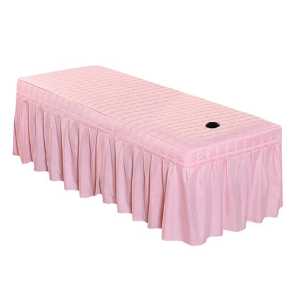 Thick Quilting Bed Skirt Beauty Salon Massage Plaid Bed Cover Sheet Skin-Friendly SPA Bed Full Cover with Hole Sabnanas, 1pcs