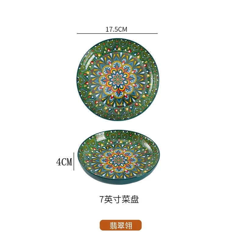 Ceramic Tableware Set Rice Bowl Serving Plate Creative Cutlery Soup Plate Noodle Handle Bowl Sauce Dish Steak Salad Fruit Plate