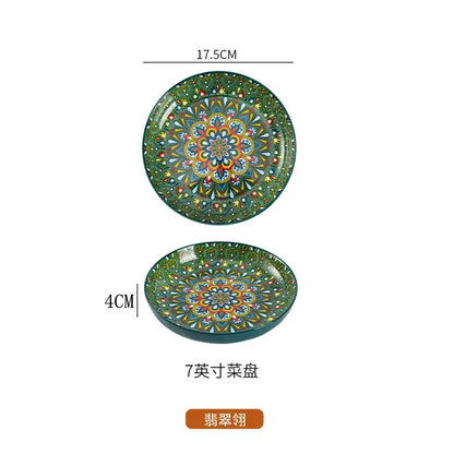 Ceramic Tableware Set Rice Bowl Serving Plate Creative Cutlery Soup Plate Noodle Handle Bowl Sauce Dish Steak Salad Fruit Plate