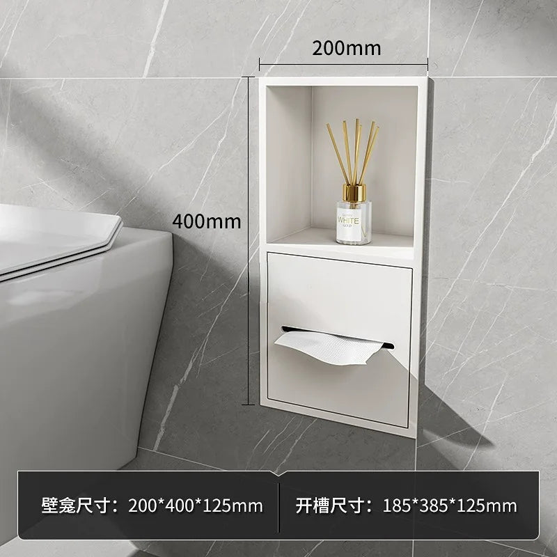 Stainless Steel Recessed Bathroom Storage Cabinet - Wall Niche Tissue Box Toilet Paper Holder Organizer