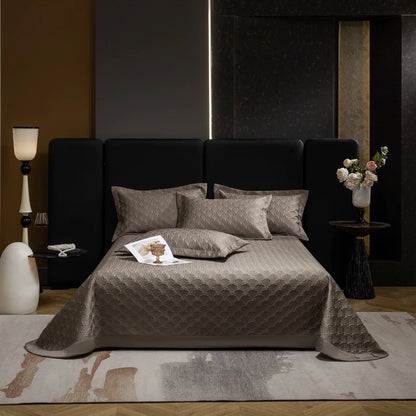 3Pcs Luxury Lyocell Cotton Soft Silky Embossing Quilted Bedspread, Bed Cover, Mattress Topper Coverlet, Bed Sheet, Pillowcases