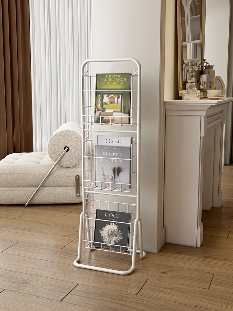 MOMO-Floor to Ceiling Iron Bookshelf, Antique Display Rack, Removable Storage Shelves, Small, Household, Magazine