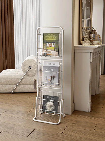 MOMO-Floor to Ceiling Iron Bookshelf, Antique Display Rack, Removable Storage Shelves, Small, Household, Magazine