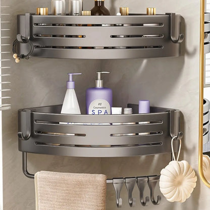 Elevated Bathroom Storage Rack Triangular Toilet No Drilling Corner Shower Hanging Shelf Wall Mounted Bathroom Accessory