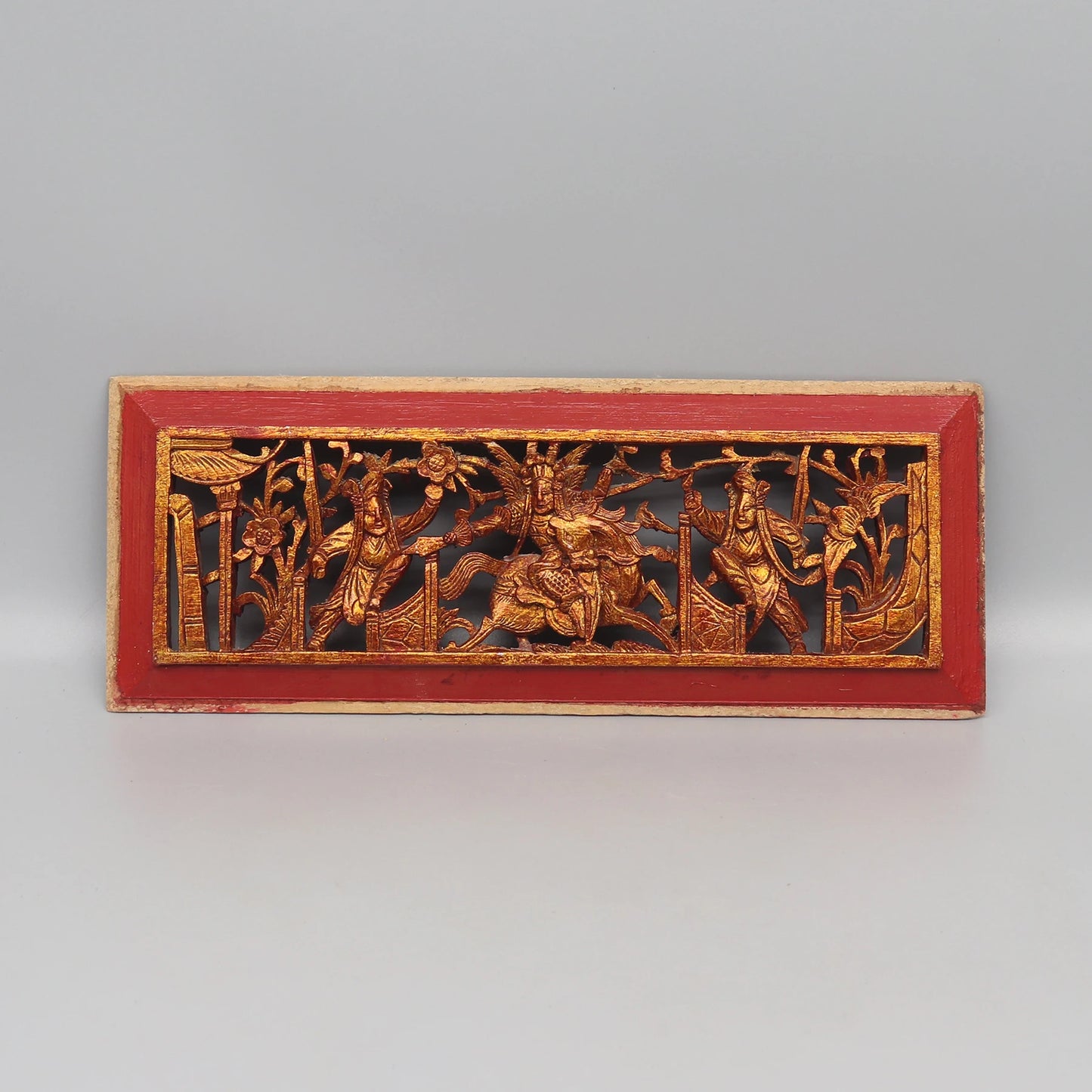 Set of 5 Solid Wood Carving Panels from Old Chinese Canopy Bed, Wall Decoration