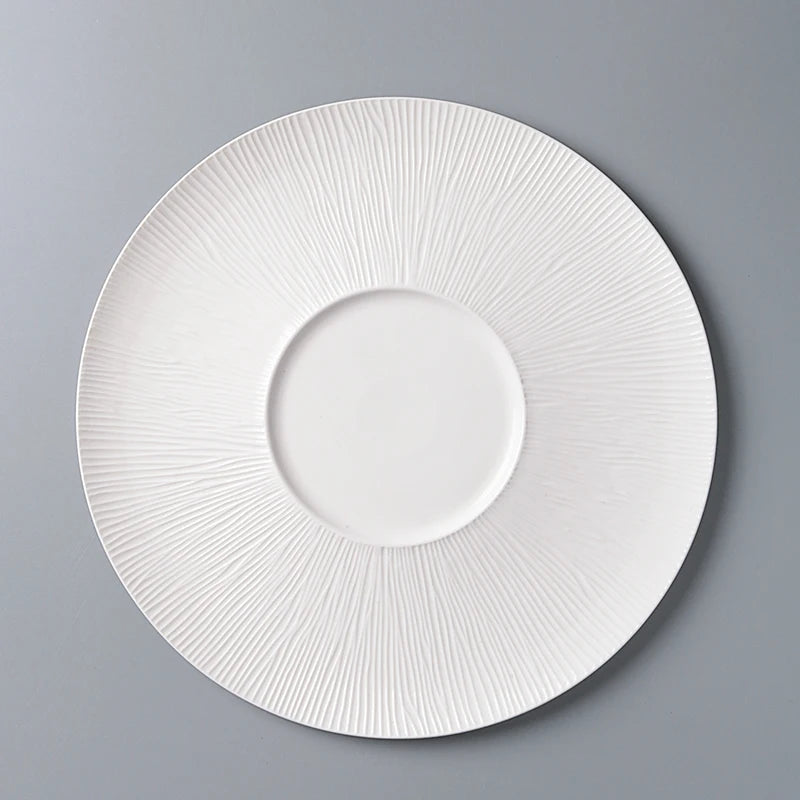 White Porcelain Western Steak Dinner Plate French Tableware Top-grade Home Kitchen Pasta Vegetable Round Plate Kitchen Plates