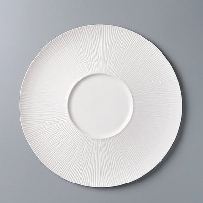White Porcelain Western Steak Dinner Plate French Tableware Top-grade Home Kitchen Pasta Vegetable Round Plate Kitchen Plates