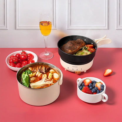 1.2L Folding Electric Cooking Pot Multifunctional Electric Hotpot Portable Travel Multicooker Split Type Pots Nonstick Pans 220V