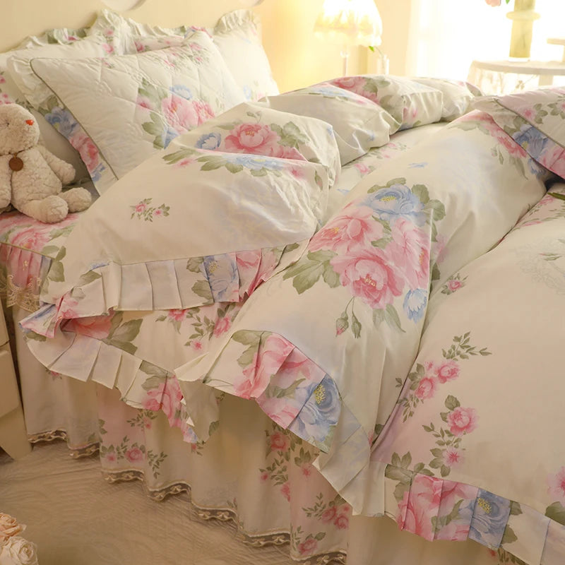 1pc Pure Cotton Duvet Cover Ruffles Quilt Cover Queen Size Comforter Cover Skin-friendly Bedding funda nordica (No Pillowcase)