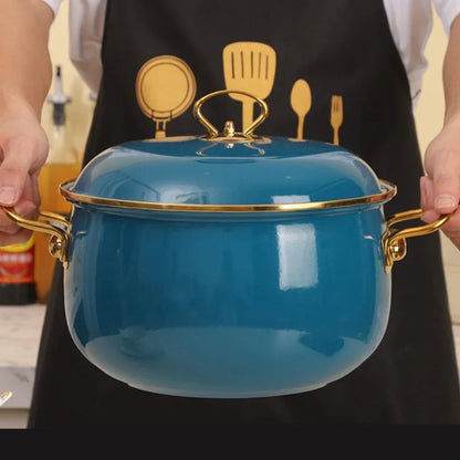 24cm Caliber Porcelain Enameled Soup Pot Turkey Style Double-Ear Enamel Pot For Kitchen Boiled Noodles Home Cooker Stewed Pot