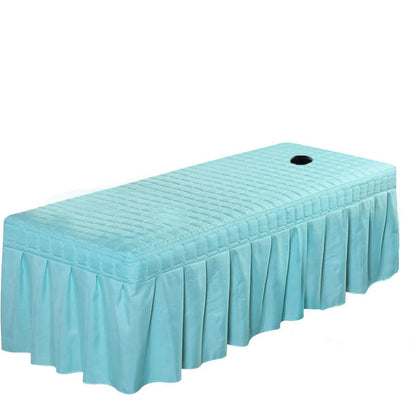 Thick Quilting Bed Skirt Beauty Salon Massage Plaid Bed Cover Sheet Skin-Friendly SPA Bed Full Cover with Hole Sabnanas, 1pcs