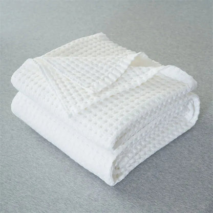 Cotton Blanket Waffle Plaid Bedspread for Single Double Twin Queen King Bed Sheet Sofa Cover Grey Blue White Sofa Blanket Throw