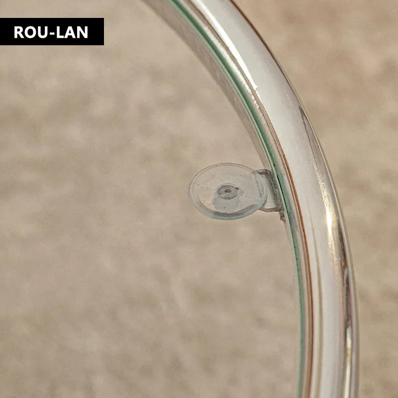 Tempered Glass Coffee Table Household Stainless Steel Tea Table Light Luxury Living Room With Movable Rotating Edge Table