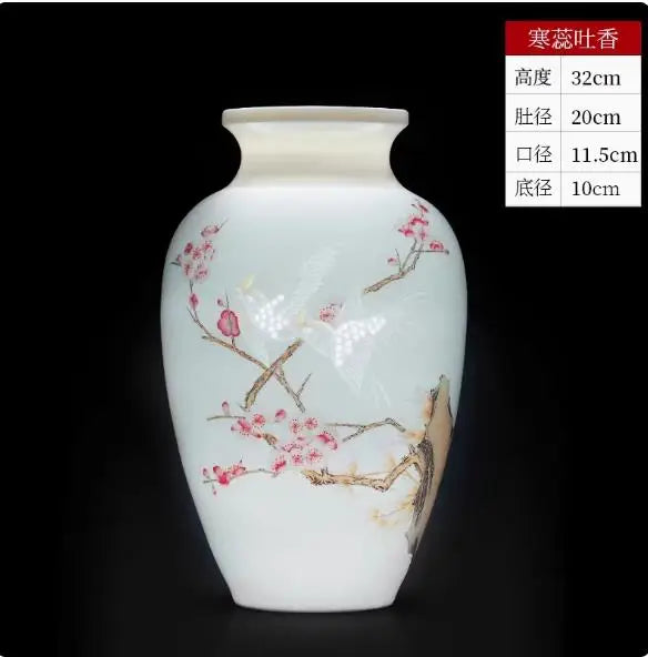 Vase ceramics underglaze color hand-painted plants high-end retro suitable home livingroom flower arrangement light luxury sense