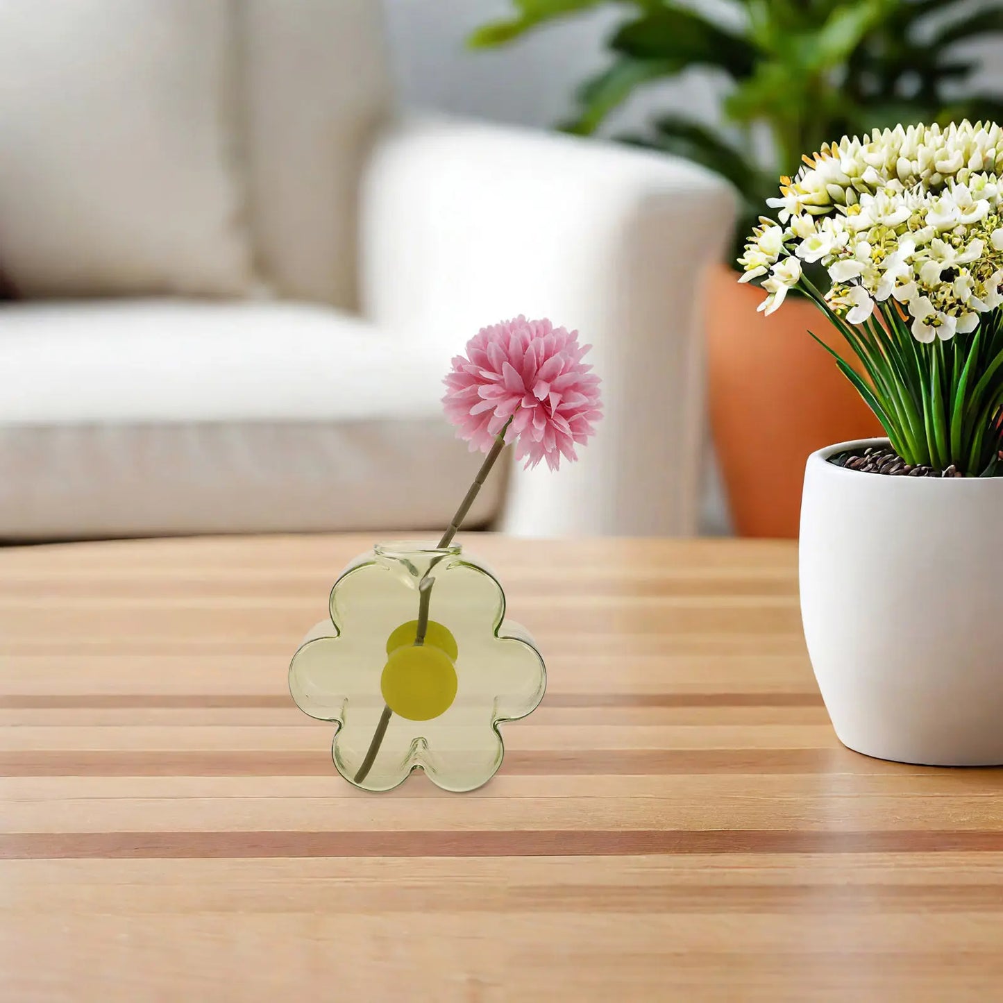 Glass Hydroponic Vase Flower-Shaped Transparent Design for Desktop Office Living Room Decor Centerpiece Tabletop Plant