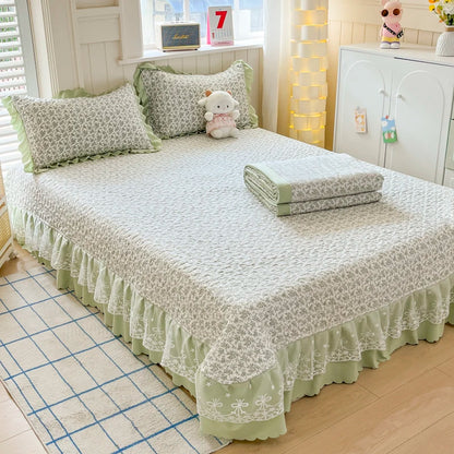 Bonenjoy Bedspread Floral Style Bed Linen Lace Bed Cover Quilted Bedsheet 250x260cm Bedspreads 침대커버 (Pillowcase Need Order)
