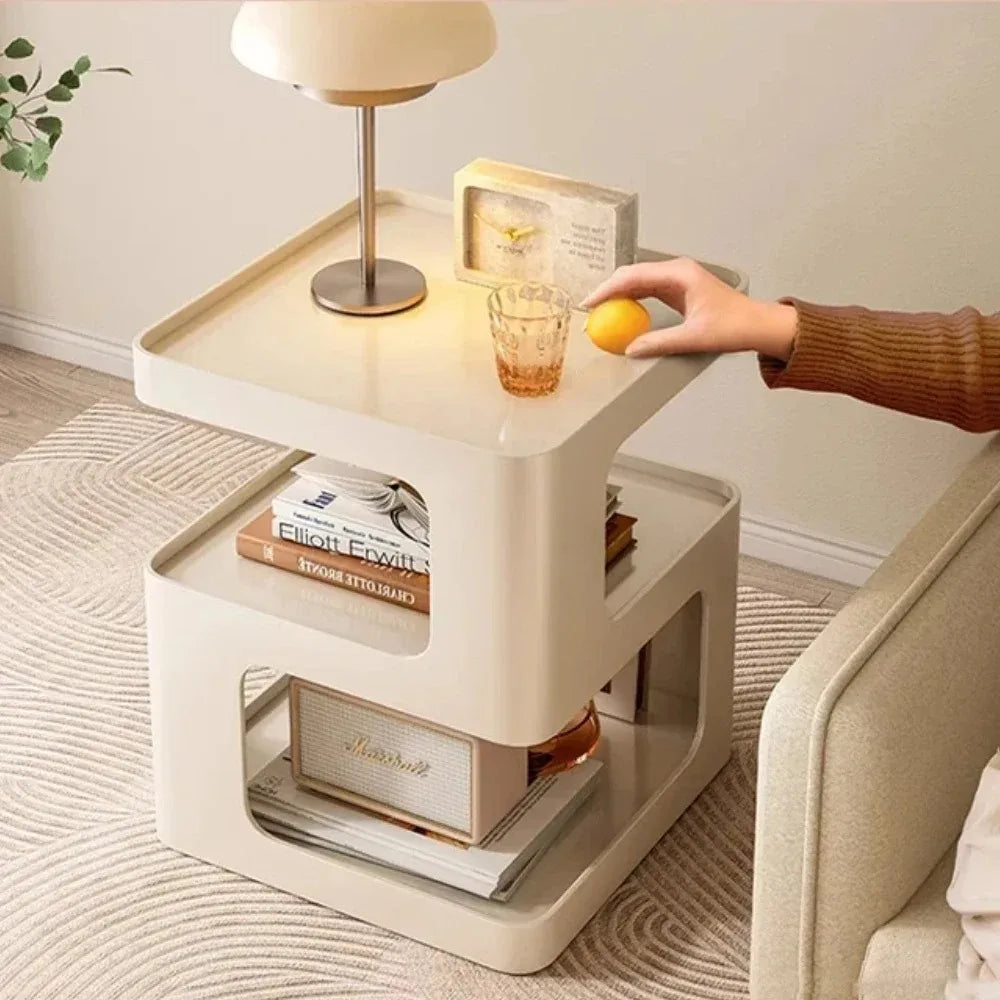 Light Luxury Sofa Table Solid Color Bookshelf Living Room Small Coffee Table Bedroom Simple Bedside Table Creative Computer Desk