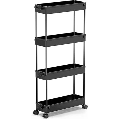 ABKW-Bathroom, For Kitchen, Laundry Room, Rolling Storage Cart 4-Tier Bathroom Organizer Utility Cart Mobile Shelving Unit Rack