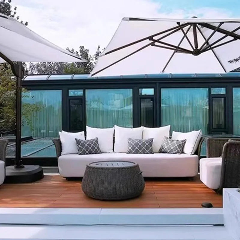 Rattan Wood Garden Furniture Sets Beach Fabric Garden Furniture Sets Round Backyard Muebles De Patio Exterior Patio Furnitures