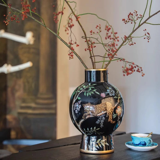 Vintage Ceramic Vase  Chinese Style Decorative Flower Vase for Entryway & Living Room Modern Floral Arrangement Home Decor