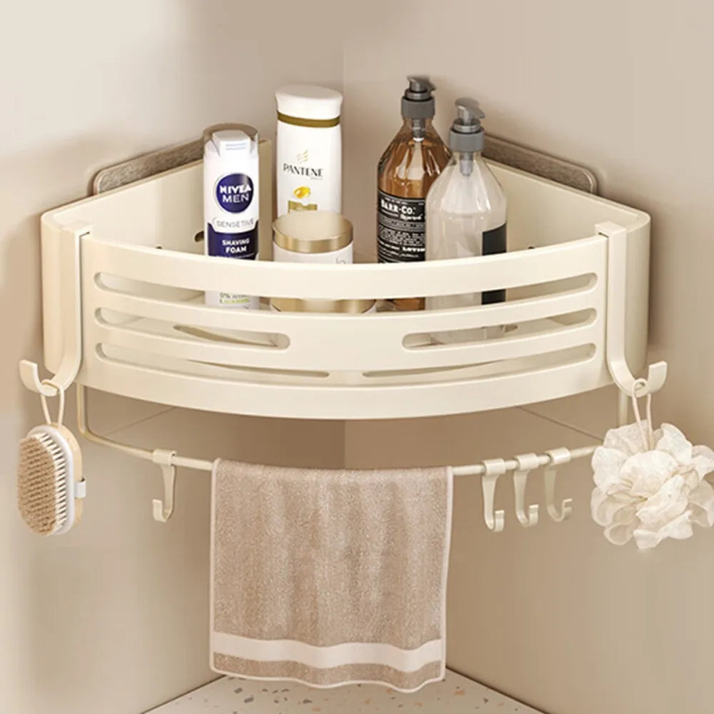 Elevated Bathroom Storage Rack Triangular Toilet No Drilling Corner Shower Hanging Shelf Wall Mounted Bathroom Accessory