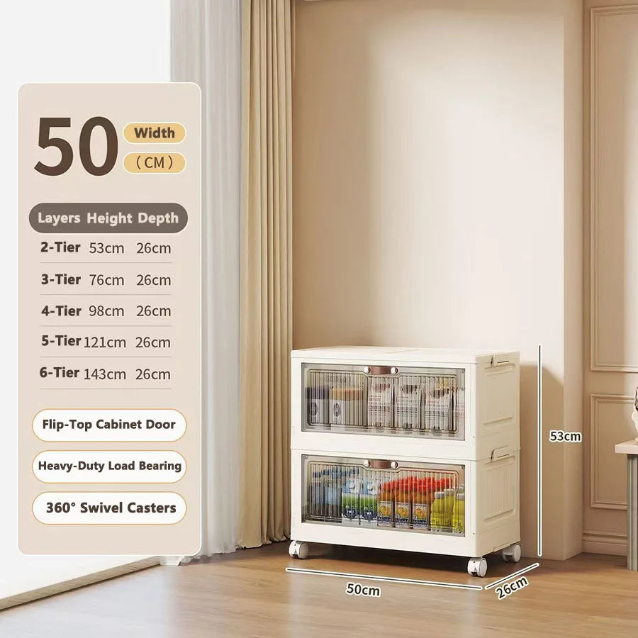 Transparent Foldable Storage Cabinet Large Capacity Refrigerator Storage Box Multi-Specification Multifunction Kitchen Organizer