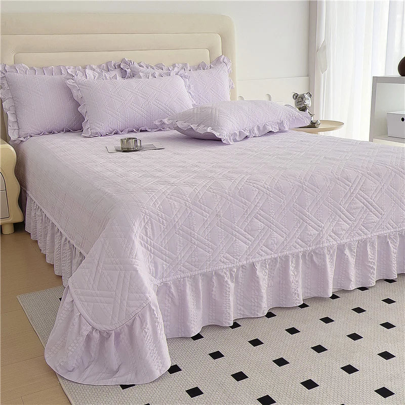 Bonenjoy Bed Cover Plain Bedspread Lace Style Bed Linen 250x250/250x270 Thicken Bedsheets colchas matrimoniales (No Pillowcase)