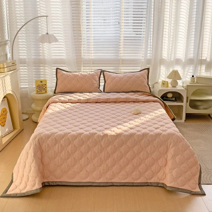 Quilted Bedspread Plaid Style Bed Linen Thickened Bedsheet Home Blanket Skin-friendly Bed Cover (Pillowcase Need Order)