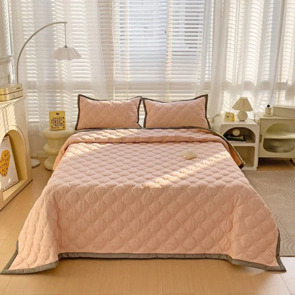 Quilted Bedspread Plaid Style Bed Linen Thickened Bedsheet Home Blanket Skin-friendly Bed Cover (Pillowcase Need Order)