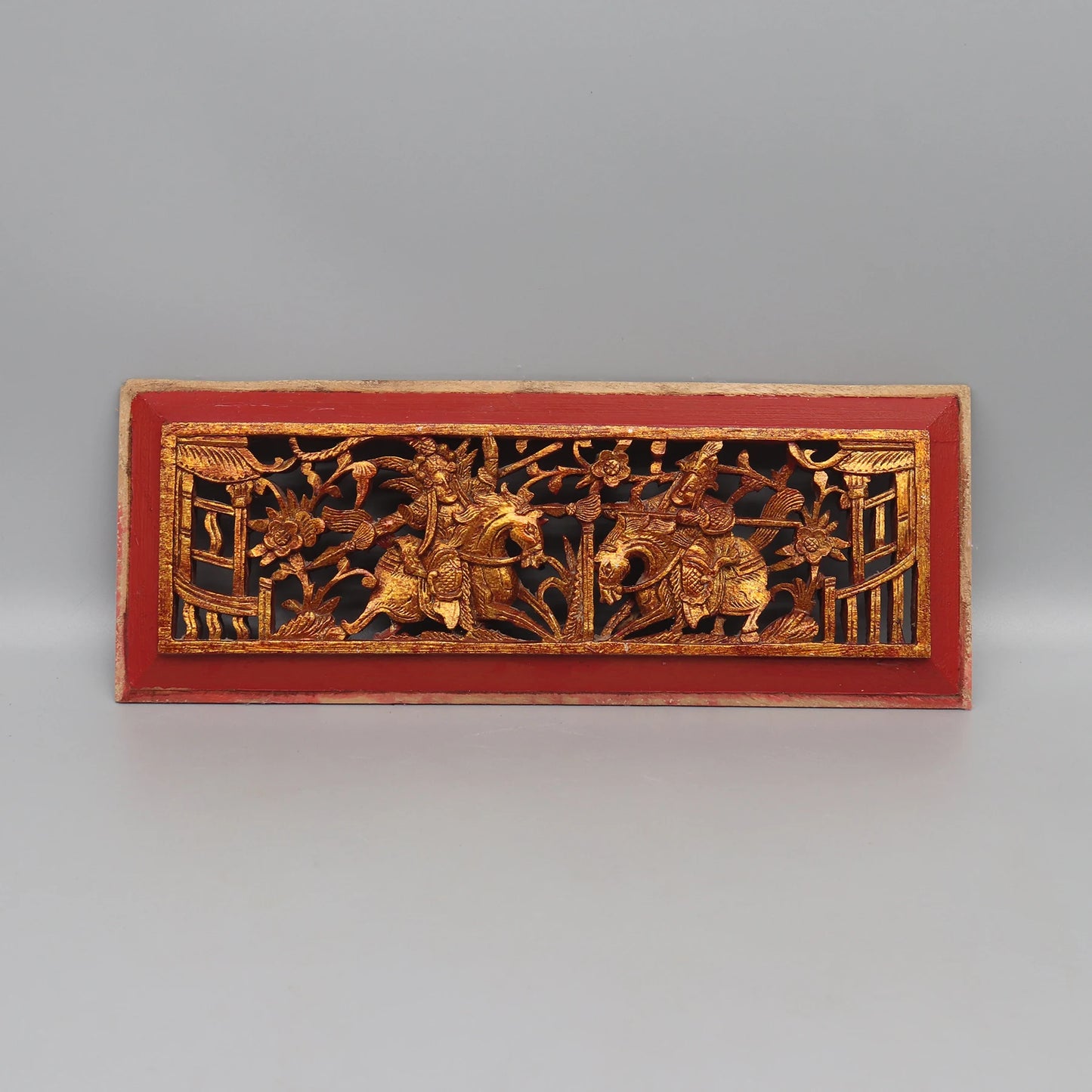 Set of 5 Solid Wood Carving Panels from Old Chinese Canopy Bed, Wall Decoration
